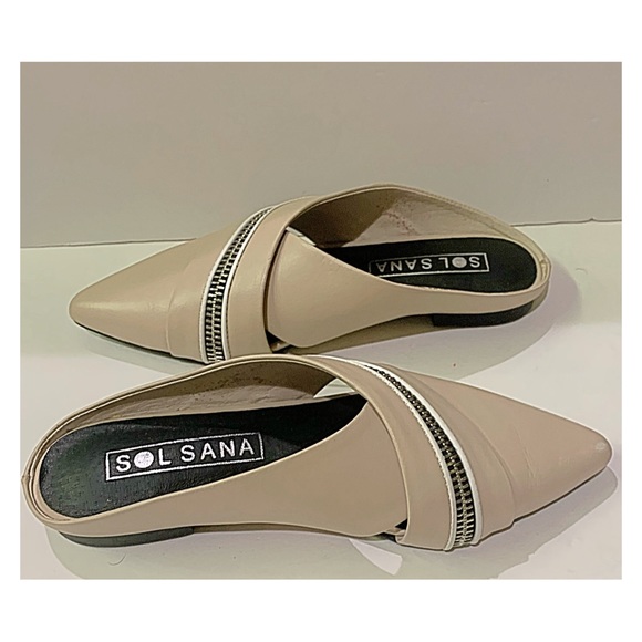 Sol Sana Mules Sandals Zip Flat Nude Mules size 36 - Picture 3 of 13